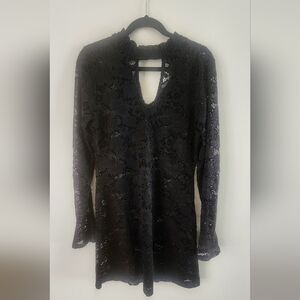 Idyllwind Black Lace Long Sleeve Dress, L